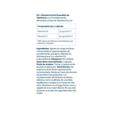 VITAMINA K2+D3 (MK7) ESSENTIAL 90 caps. VIBEFARMA