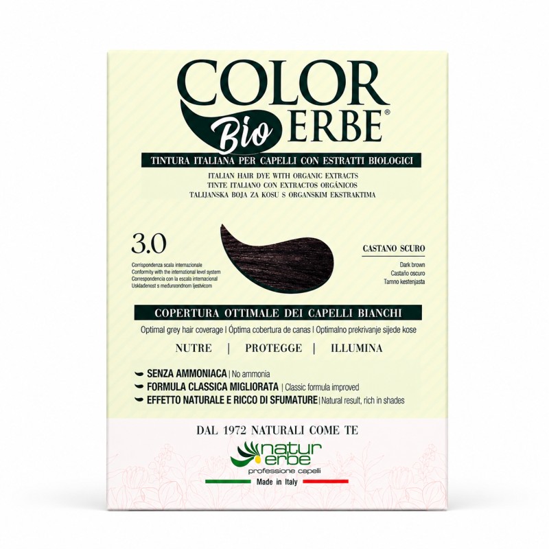 TINTE BIO CLASICO MEJORADO Nº 3.0  CASTAÑO OSCURO NATUR ERBE