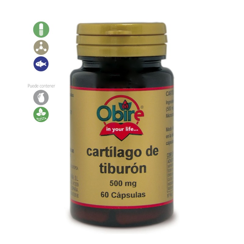 CARTILAGO DE TIBURÓN 500 mg. 60 caps. OBIRE