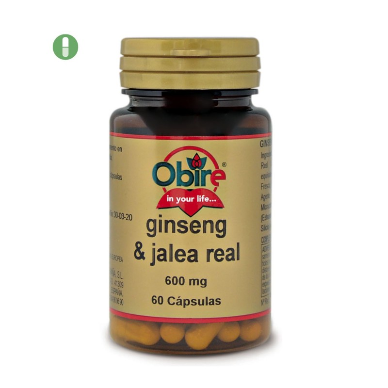 GINSENG & JALEA REAL 600 MG, 60 caps. OBIRE