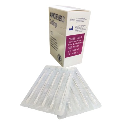 AGUJA ACUPUNTURA 25x25 100 MANGO PLATA agujas siliconadas CLOUD