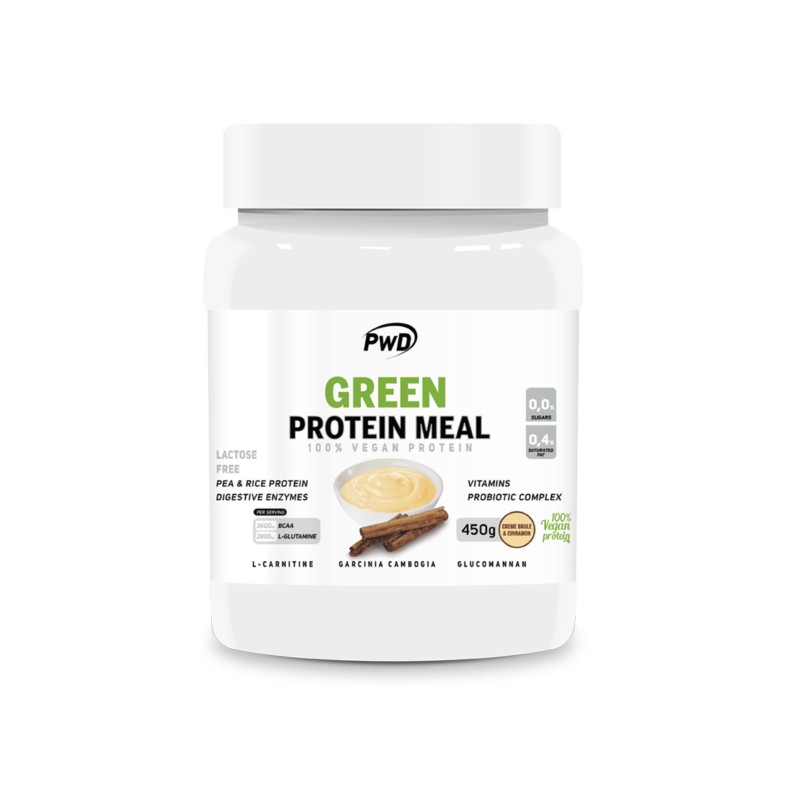 GREEN PROTEIN MEAL 450gr. CREME BRULE & CINNAMON PWD