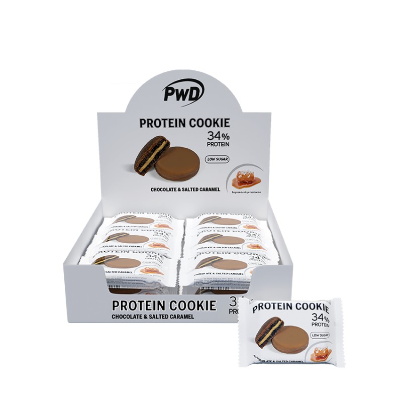 PROTEIN COOKIE 34 % CHOCOLATE-SALTED CARAMEL 18 unid. PWD NUTRITION