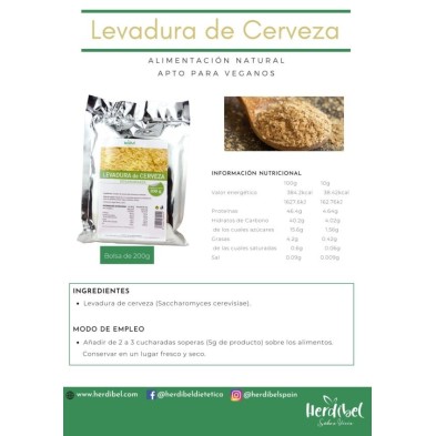 LEVADURA DE CERVEZA Bolsa 200 gr. HERDIBEL