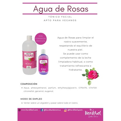 AGUA DE ROSAS 1 Litro. HERDIBEL