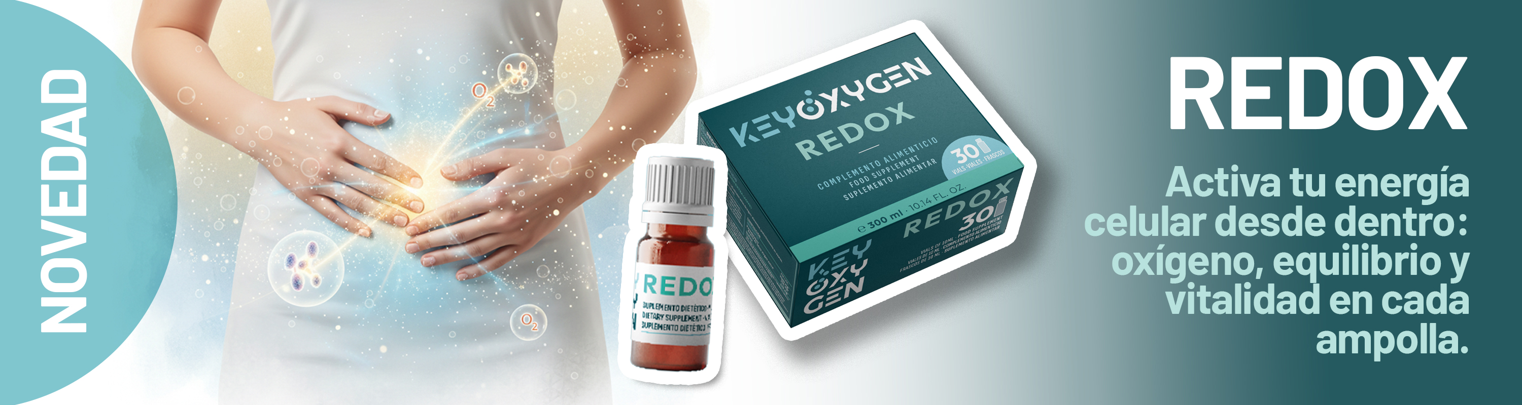 Activa tu energía celular desde dentro con REDOX: oxígeno, equilibrio y vitalidad en cada ampolla.